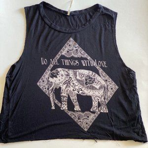 Black Crop top (Elephant Design)